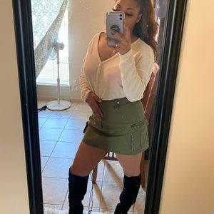 Olive green cargo skirt